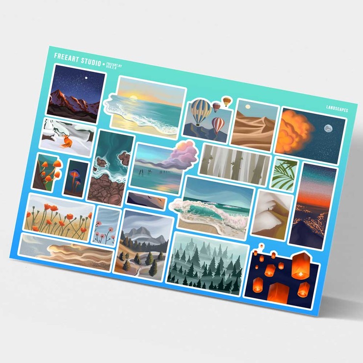 Купить cтикерпак, набор наклеек виниловых Landscapes в Минске!