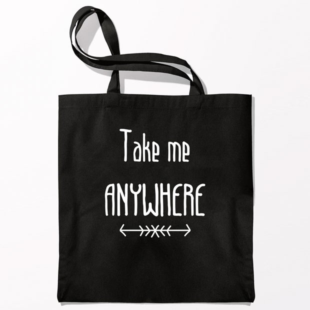Купить сумку-шоппер с принтами Take me (Черный) в Минске!