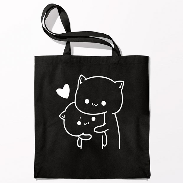 Купить сумку-шоппер с принтами Обнимашки (Черный) в Минске!