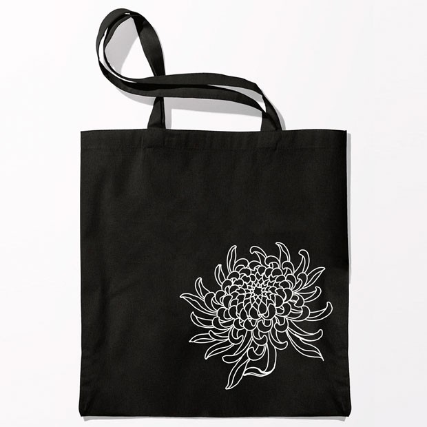 Купить сумку-шоппер с принтами Flowers (Черный) в Минске!