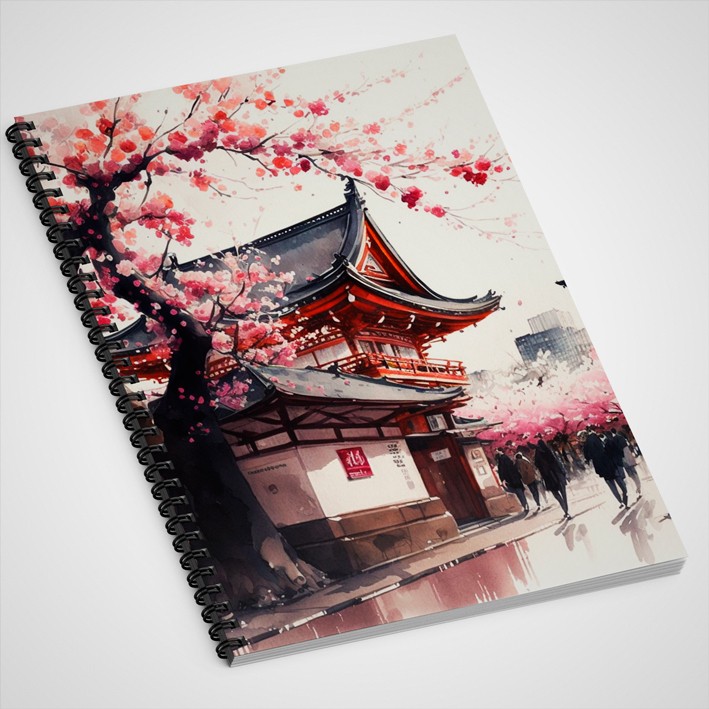Купить блокнот в клетку с картинкой Японский стиль в Минске!