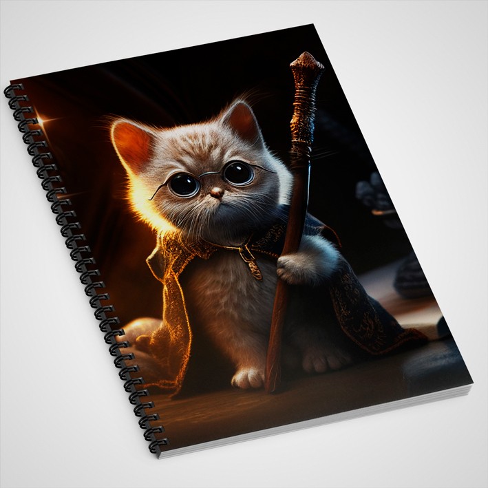 Купить блокнот в клетку с картинкой Котик волшебник в Минске!