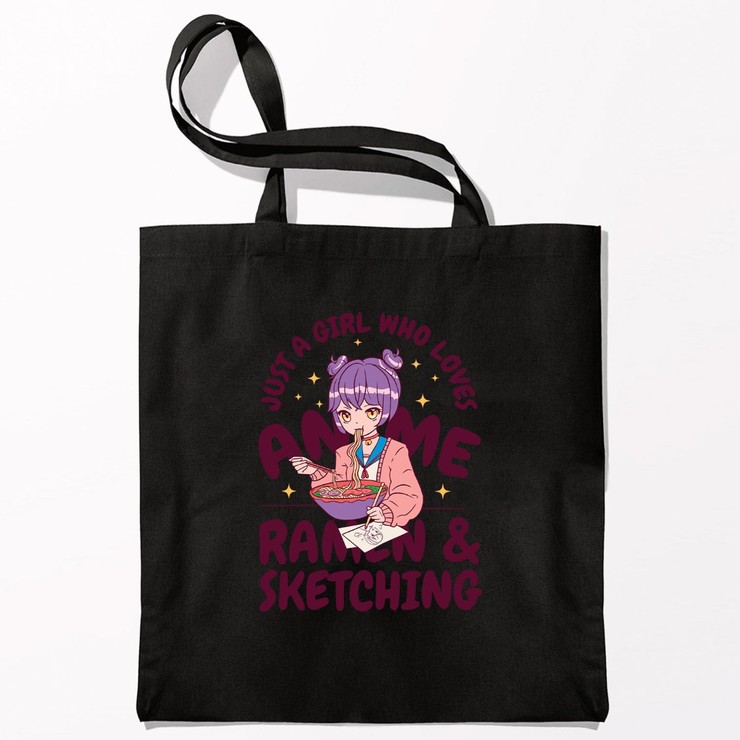 Купить сумку-шоппер с принтами Anime (Черный) в Минске!